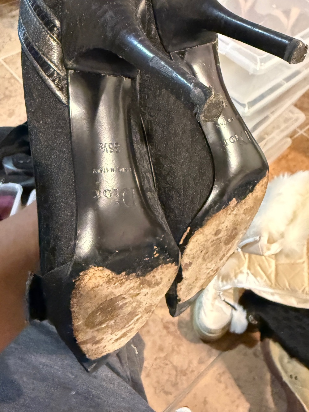 Dior Black Women's Suede Pointed High Heels
